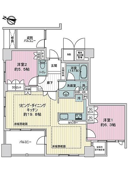 2LDK 間取り