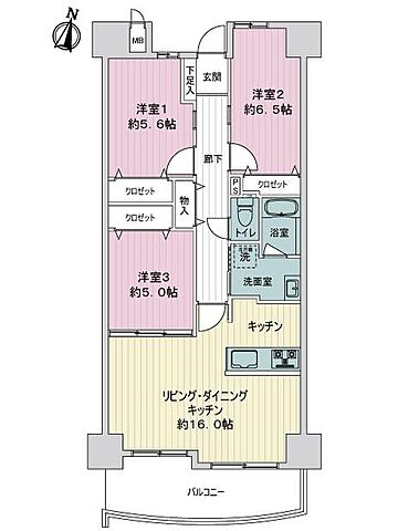 間取り ライオンズヒルズ高知 5階/-