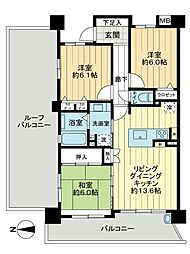 アルファステイツ岡山上中野 3LDKの間取図画像