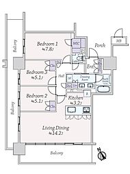 MJR熊本ゲートタワー 3LDKの間取図画像