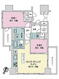 サ−パス照国表参道 2LDKの間取り