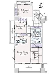 サーパス大橋平和台通 3LDKの間取図画像