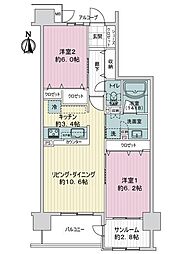 サーパス西別院 2LDKの間取図画像