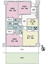 ライオンズマンション金沢小立野 3DKの間取図画像