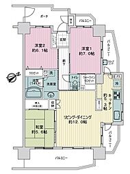 サーパス日乃出町公園B棟 3LDKの間取図画像