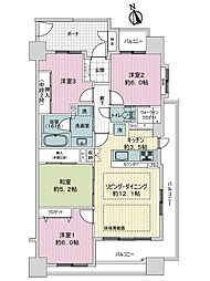 サーパスシティ今朝白弐番館ウエストウイング 4LDKの間取図画像