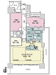 サーパスザ・タワー宇都宮 2SLDKの間取図画像