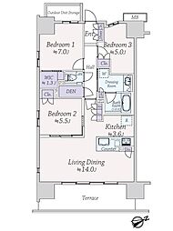 プライムパークス品川シーサイドザ・レジデンス 3LDKの間取図画像