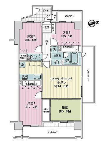 間取り サーパス時津第2 3階/-