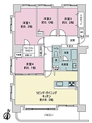 ライオンズヴィアーレ大通 4LDKの間取図画像