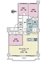 シャルム北4条 3LDKの間取図画像