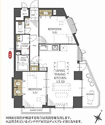 グラン・ドムール相生 2LDKの間取図画像