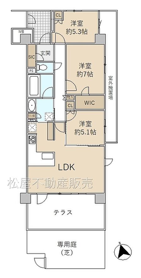 3LDK ※図面と現況に相違ある場合には現況優先とします。 