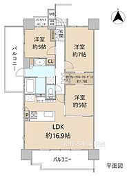 ウィスティリア浜松中央 3LDKの間取図画像