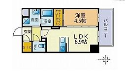 JR鹿児島本線 竹下駅 徒歩18分の賃貸マンション 9階1LDKの間取り