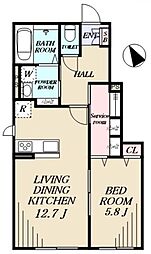 プラナス浜崎 1階1SLDKの間取り