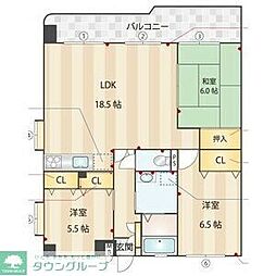 クレバー室見 3LDKの間取図画像