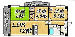 エミネント西新 3LDKの間取図画像