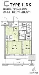 ドゥーエ赤坂 1LDKの間取図画像