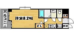 ピュアドームサウスイースト天神 1Kの間取図画像
