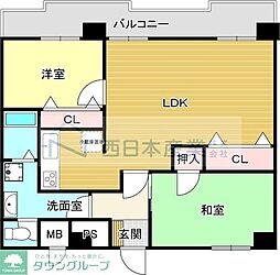 ネオハイツ薬院 2LDKの間取図画像