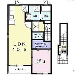 彩雲3 1LDKの間取図画像