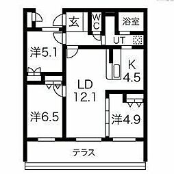 アクレール小笹南坂 3LDKの間取図画像