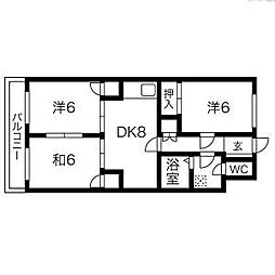 ハイム高宮 3DKの間取図画像
