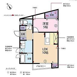 ヴィオラ赤坂 1LDKの間取図画像