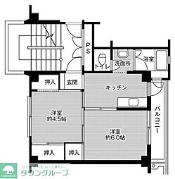 ビレッジハウス野芥1号棟 2Kの間取図画像