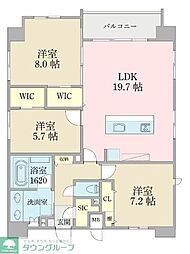 Sクラージュ西新 3LDKの間取図画像