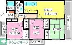 プリマヴェーラA 2LDKの間取図画像