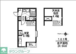 エルソール竹下 ワンルームの間取図画像