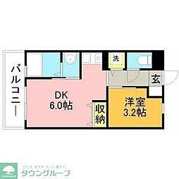 リード桜坂 1DKの間取図画像