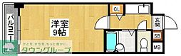 リヴァーオンステイツ 1Kの間取図画像