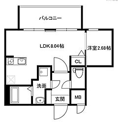 モダンパラッツォ平尾 1LDKの間取図画像