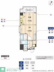 アンジェール高砂 1DKの間取図画像