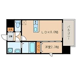 アスシード大手門 1LDKの間取図画像