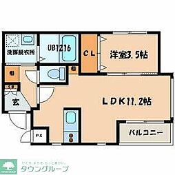 クレッシェンド清水 1LDKの間取図画像