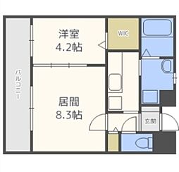 リンデン東薬院 1LDKの間取図画像