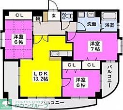 ラ・メール百道浜通り 3LDKの間取図画像
