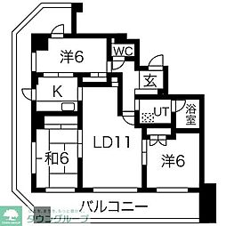 アメックス西新セレスト 3LDKの間取図画像