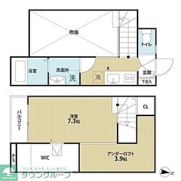 レオルガ伊都 ワンルームの間取図画像