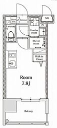 エンクレストALIVE白金 ワンルームの間取図画像