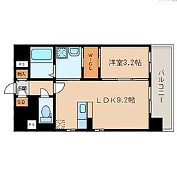 ライブラ西新 1LDKの間取図画像