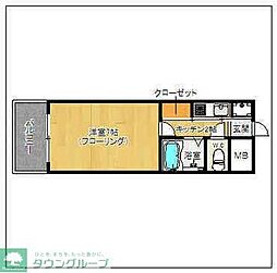 ピュアドームグラース天神 1Kの間取図画像
