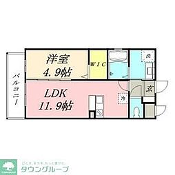 ヒューセック壱番館 1LDKの間取図画像