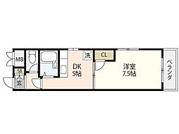 第3木本ビル 1DKの間取図画像