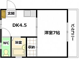 カーサ青崎2 1階1DKの間取り
