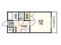カーサ青崎 3階1Kの間取り